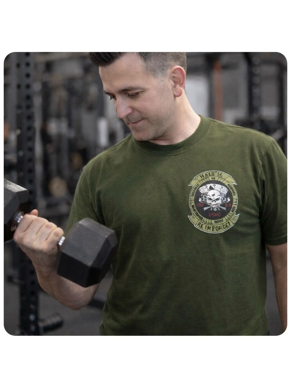 USMC MALS-16 OIF 8.2 UNIT T-SHIRT GREEN LARGE NEW MARINE AVIATION SWAG